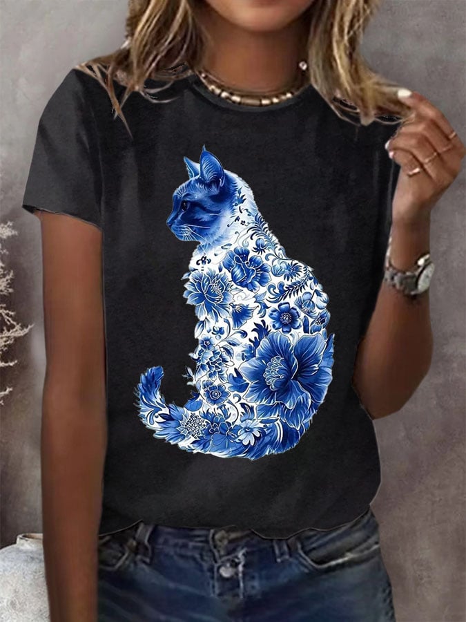 Women'S Cat Printed T-Shirt