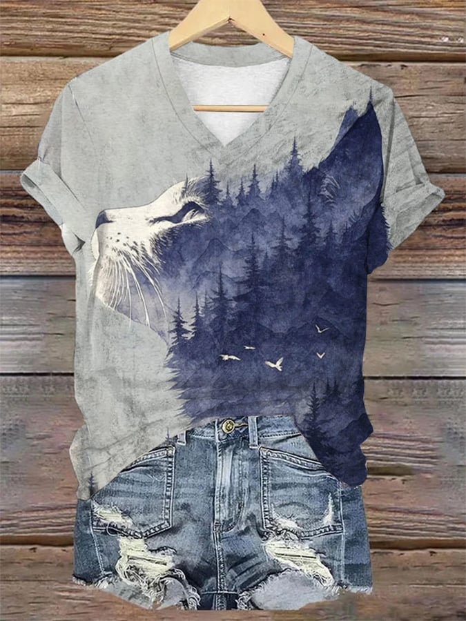Women's Hot Election Cat Print Casual T-shirt
