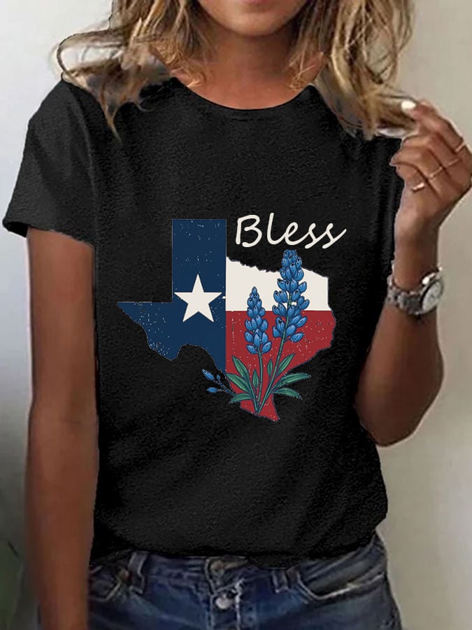 Women's Texas Strong Print Crew Neck T-Shirt