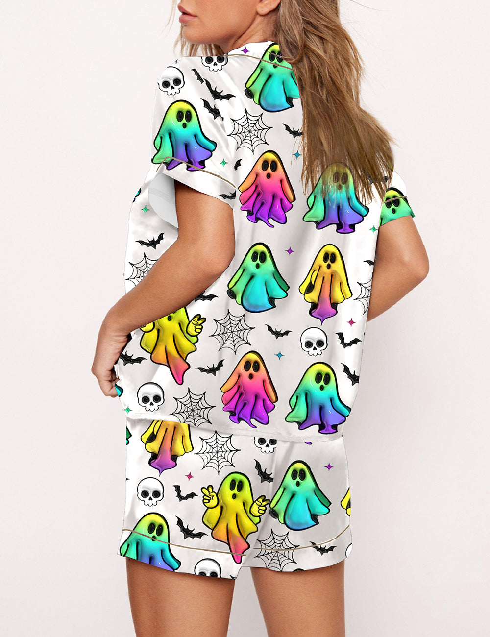 Women's Halloween Ghost Print Pajama Set