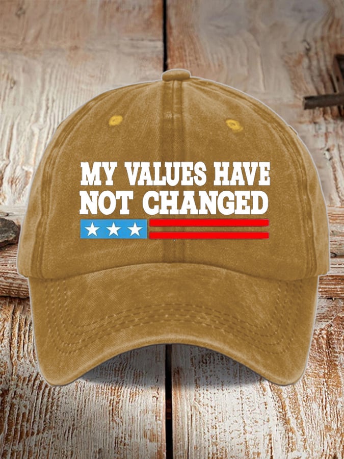 Unisex My Values ​​Never Change Printed Washed Distressed Hat