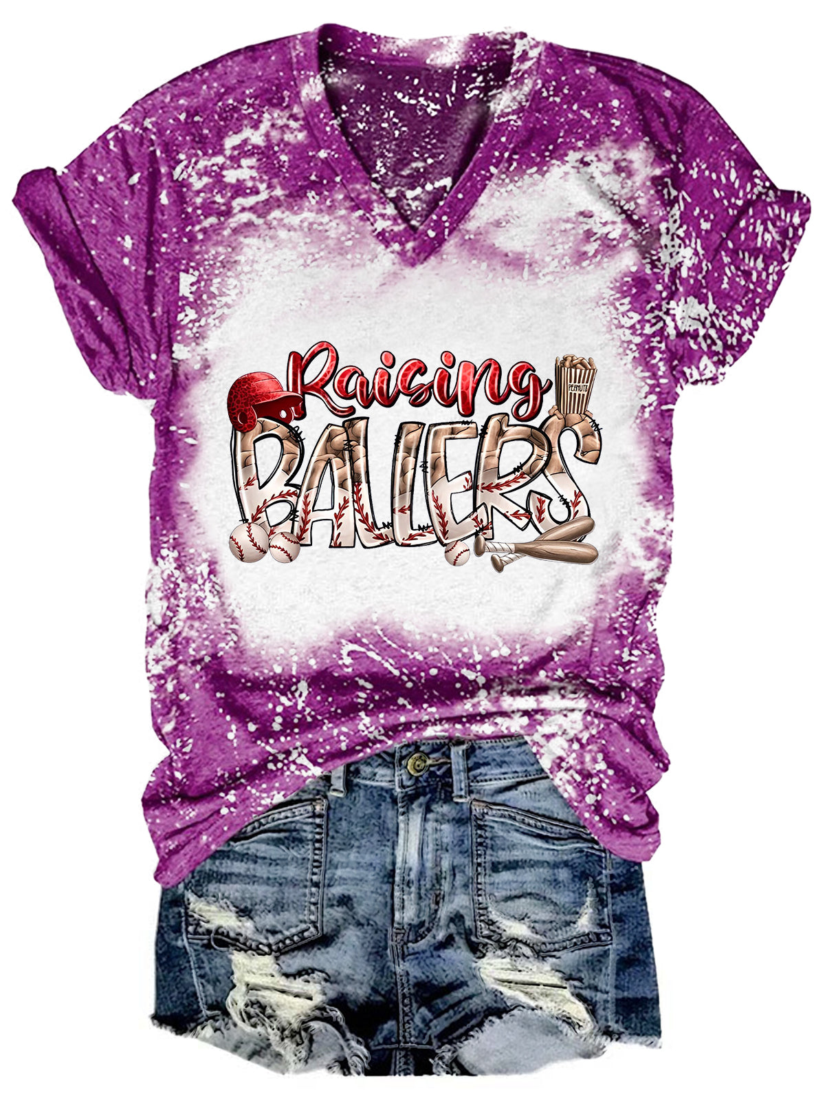 Raising Ballers Tie Dye V Neck T-shirt