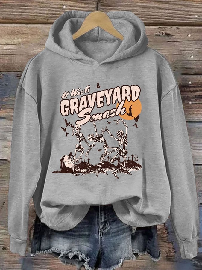 Women's Halloween Skeleton Print Hoodie