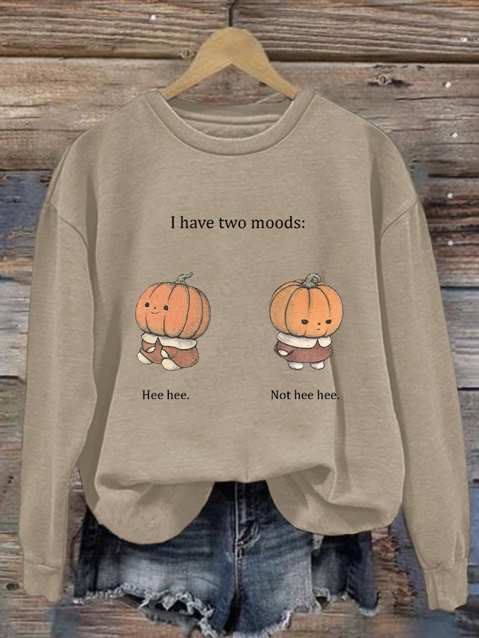 Women's Pumpkin Doll Print Casual Sweatshirt