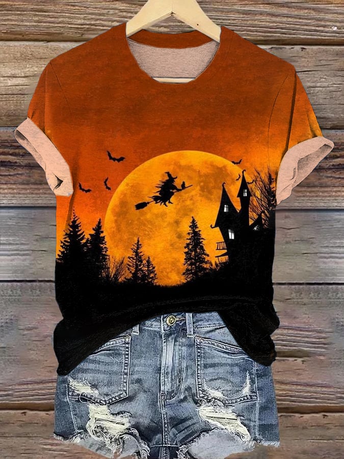 Women's Halloween Witch Print Shirt