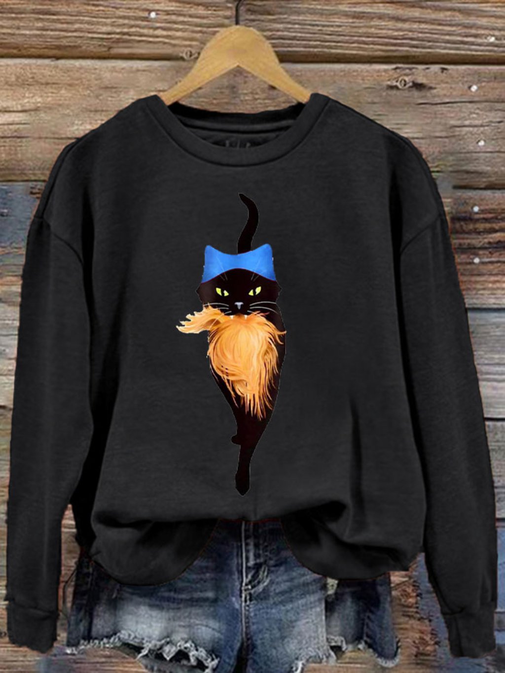 Women's Hat Cat&Orange Feminist Printed Sweatshirt