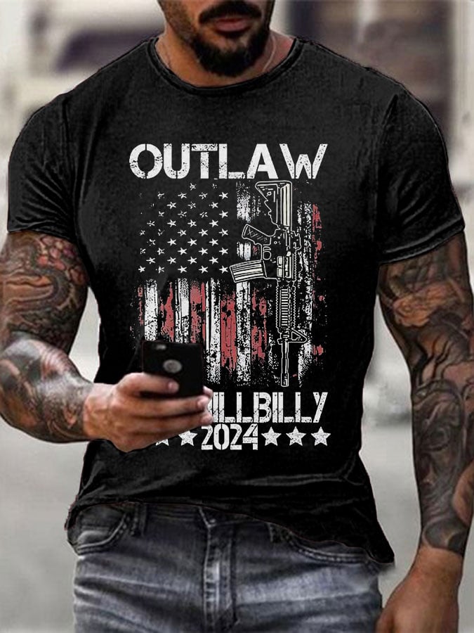 Men's Outlaw Hillbilly Printed Casual T-Shirt