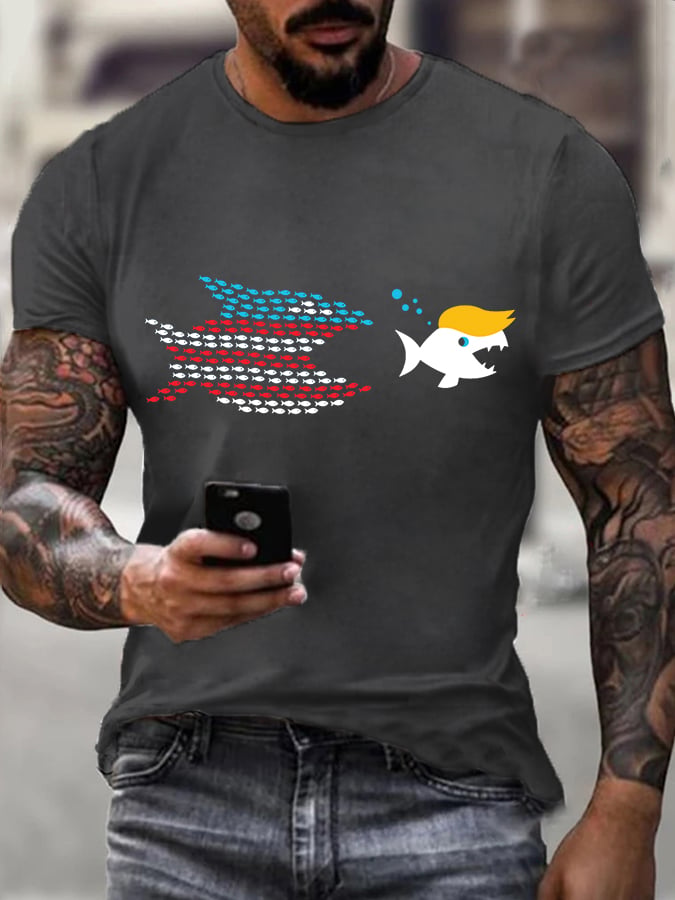 Men's Fun Fish Printed Casual T-shirt