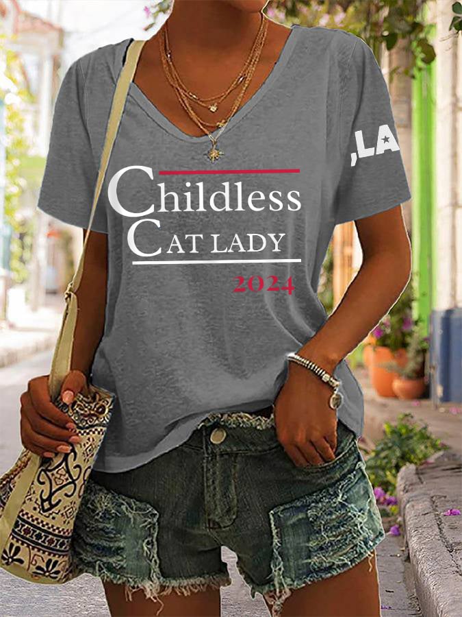 Women's Childless Cat Lady V-Neck Tee