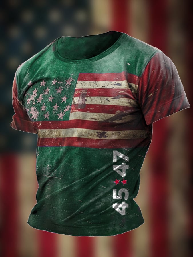 Men's Flag 45-47 Printed Casual T-Shirt