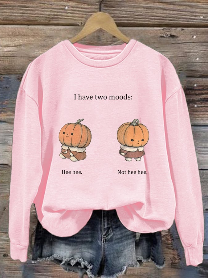 Women's Pumpkin Doll Print Casual Sweatshirt