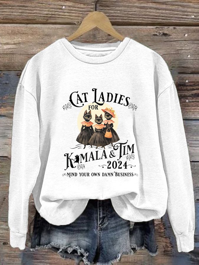 Women's Childless Cat Ladies Vintage Halloween Casual Sweatshirt