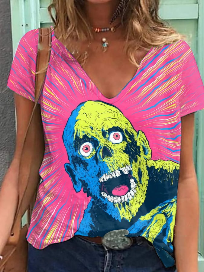Vintage More Brains Halloween Print T-Shirt