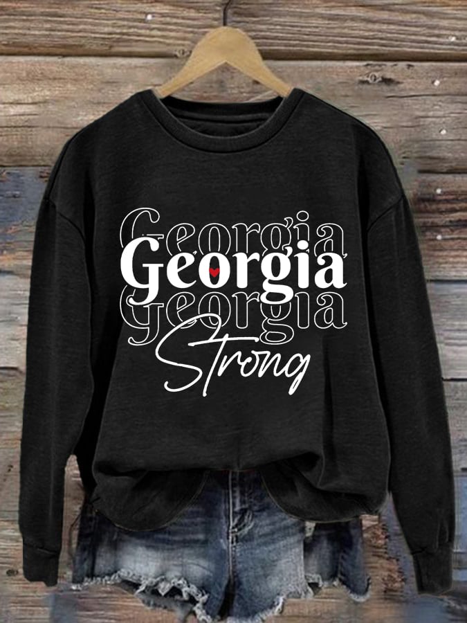 Women's Georgia Strong Print Round Neck Sweatshirt