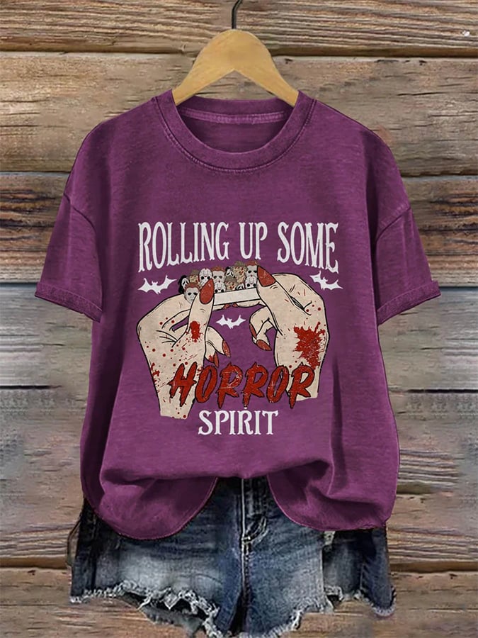 Women's Rolling Up Some Horror Spirit Spooky Season Halloween Art Print T-shirt