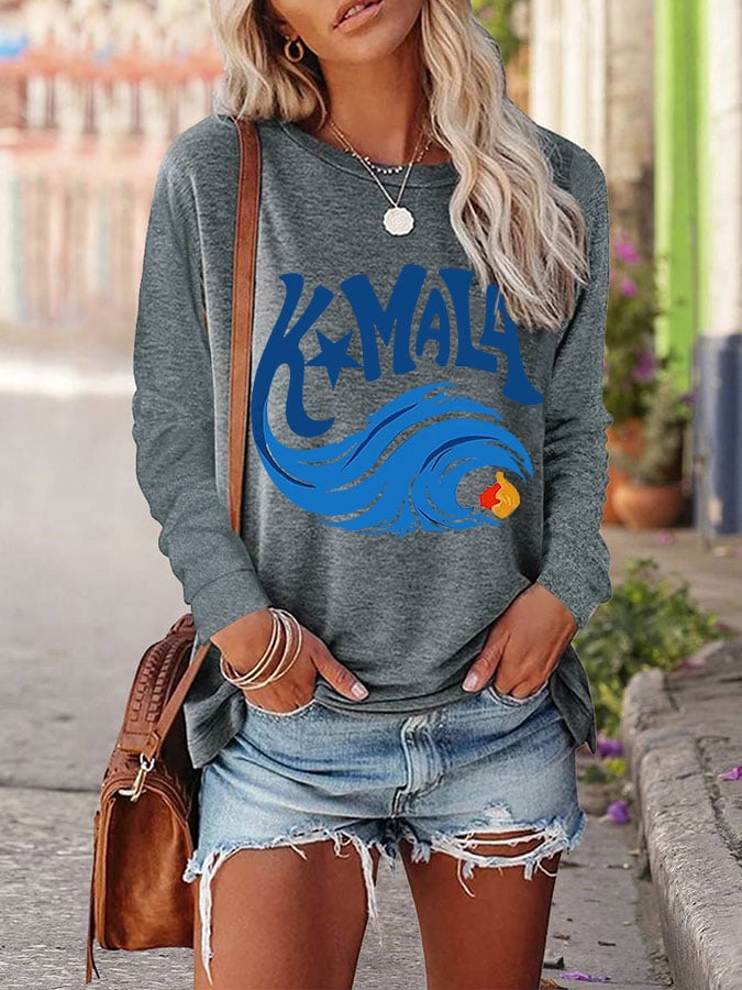 Women's Blue Wave Long Sleeve T-Shirt