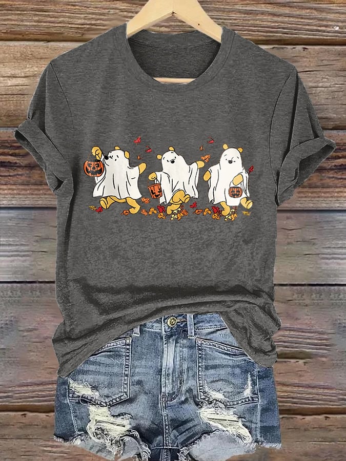 Retro Halloween Ghost Print T-Shirt