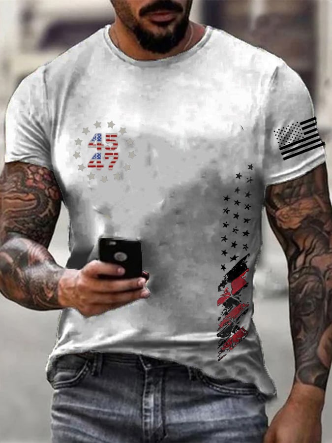 Men's Flag 45-47 100% Cotton Short Sleeve T-Shirt