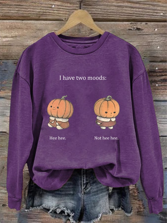 Women's Pumpkin Doll Print Casual Sweatshirt
