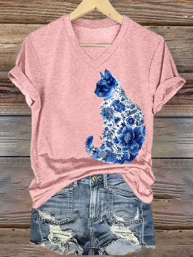 Women'S Cat Printed T-Shirt