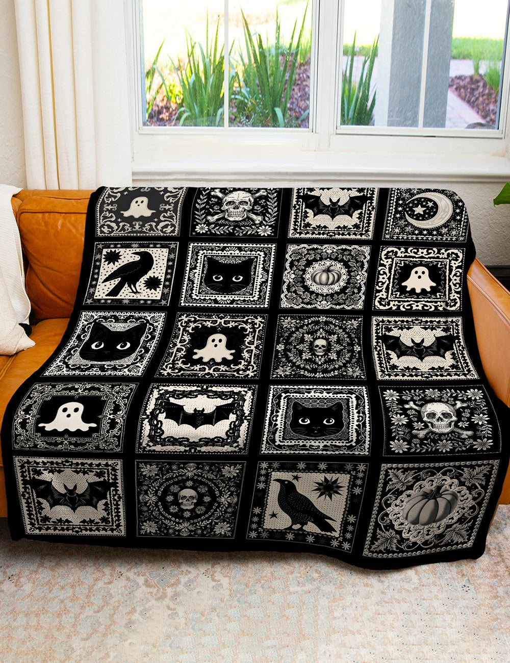 Halloween Ghost Black Cat Blanket