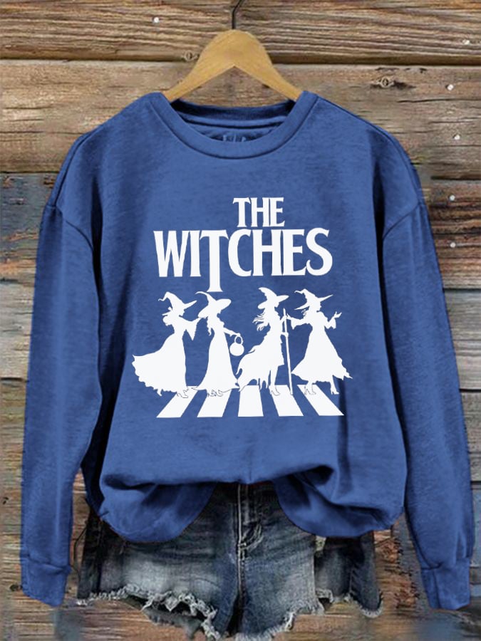 Women's Halloween The Witches Print Crew Neck Sweatshirt