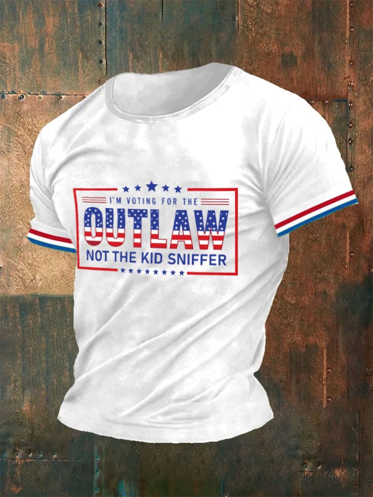 Men's I'm Voting For The Outlaw Not The Kid Sniffer Print T-Shirt