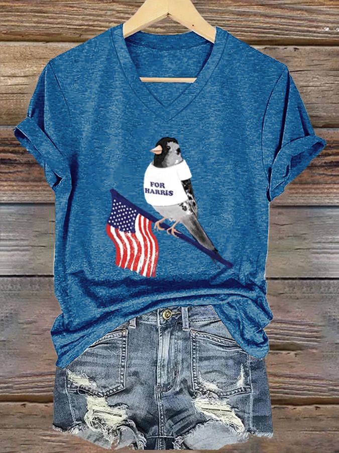 Women's Hot Dove Flag Printed Casual T-shirt
