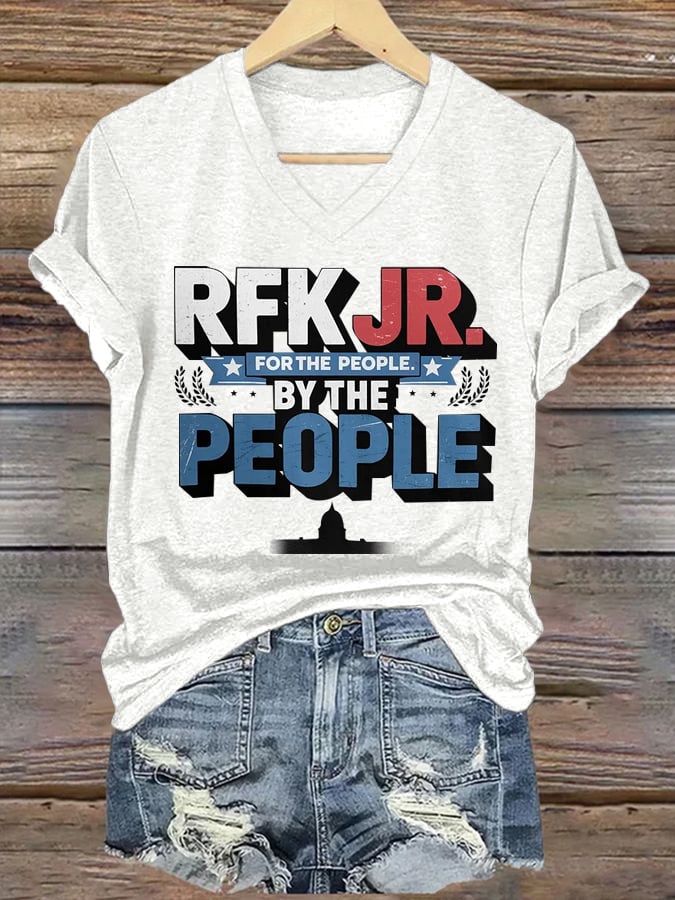Women's Printed Casual V Neck T-Shirt