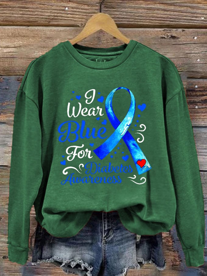 Women's I Wear Blue For Diabetes Awareness Printed Sweatshirt