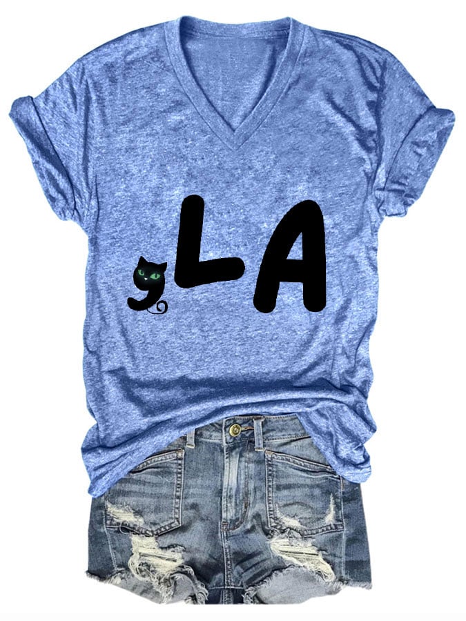 Women's Childless Cat Lady La Print T-Shirt