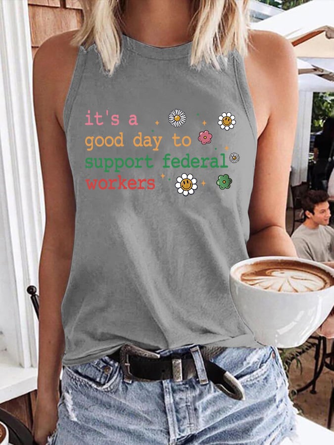 Retro It's A Good Day To Support Federal Workers Print Vest
