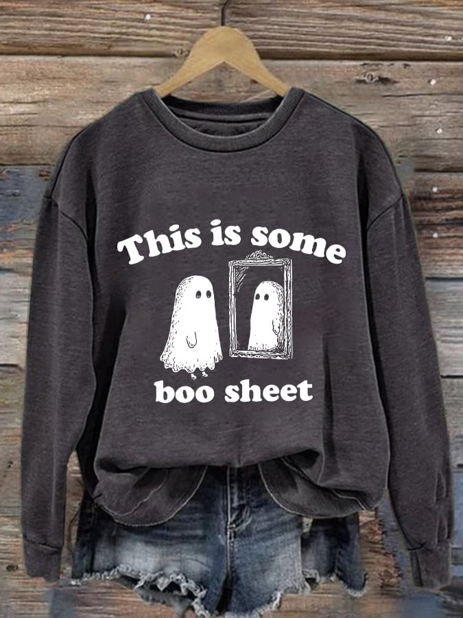 Women's This Is Some Boo Sheet Print Round Neck Sweatshirt