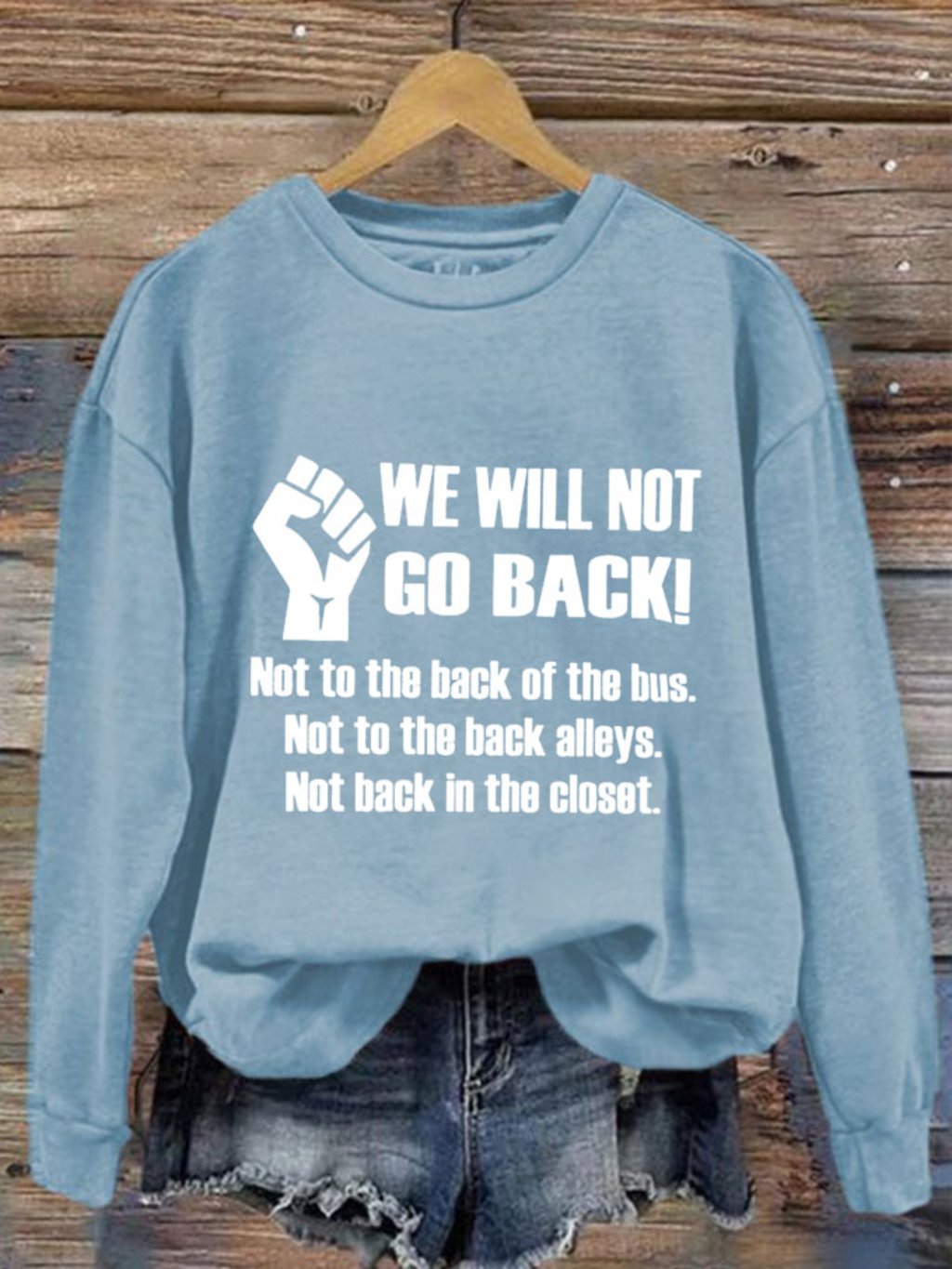 Women's We're Not Going Back Comma La Printed Sweatshirt