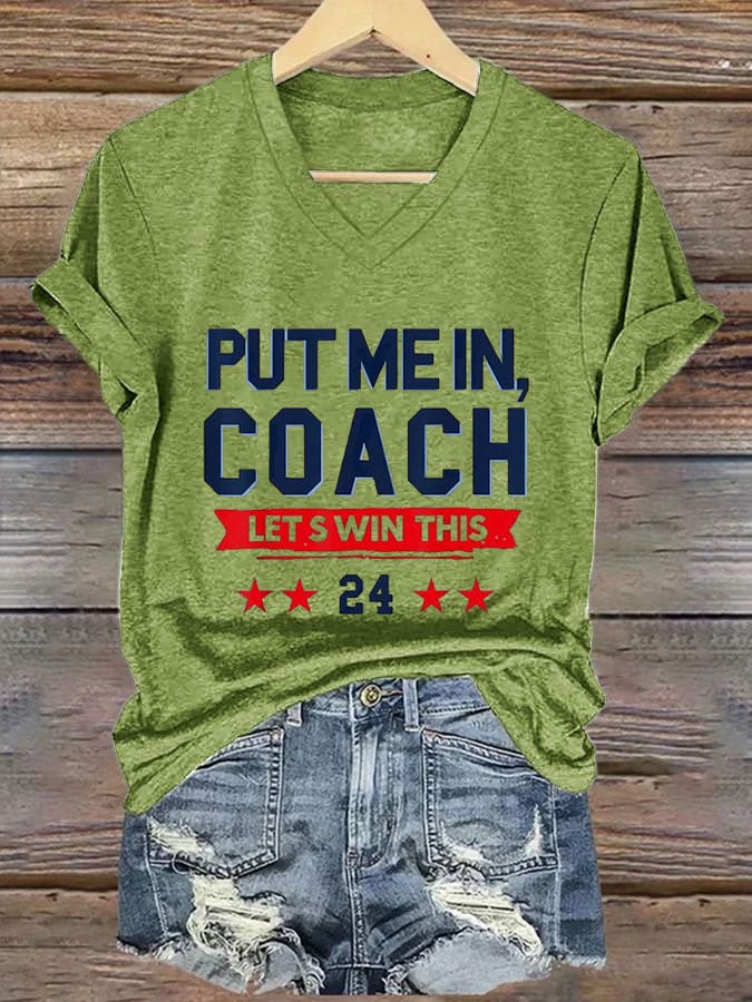 Women's Put Me In Coach Let‘s’ Win This Print Casual T-Shirt
