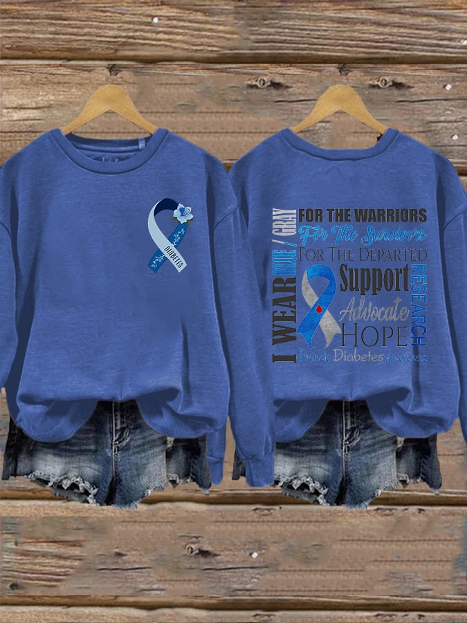 Women's Diabetes Awareness I Wear Blue Sweatshirt