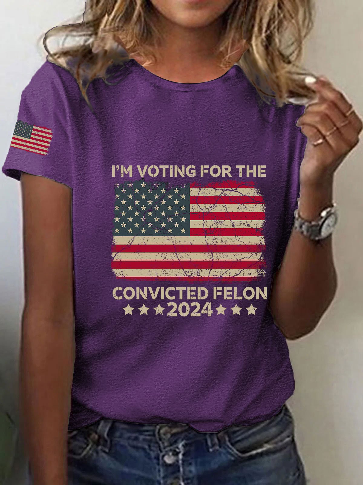 Women's I'm Voting For The Felon Print T-Shirt