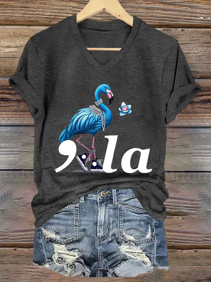 Women's Comma La Flamingo Print T-Shirt