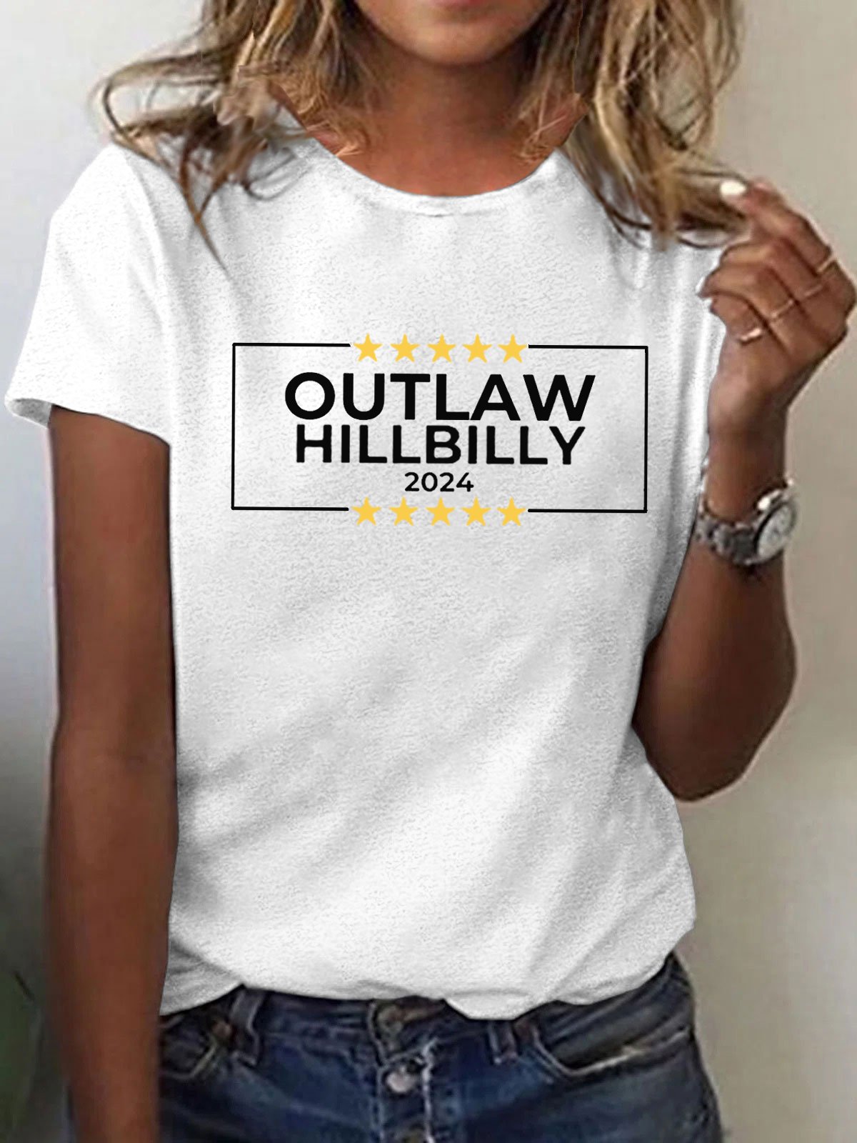 Women's Outlaw Hillbilly Print Crew Neck T-Shirt