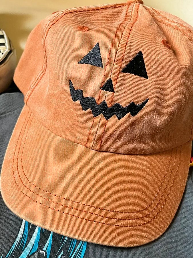 Halloween Pumpkin Face Washed Baseball Hat