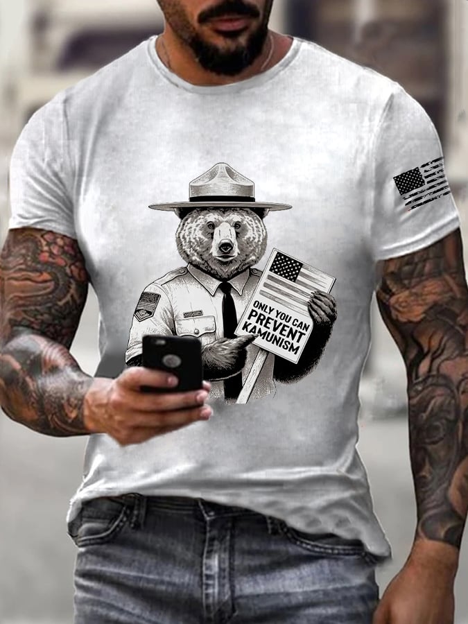 Men's Only You Can Prevent Kamunism Printed Casual T-shirt