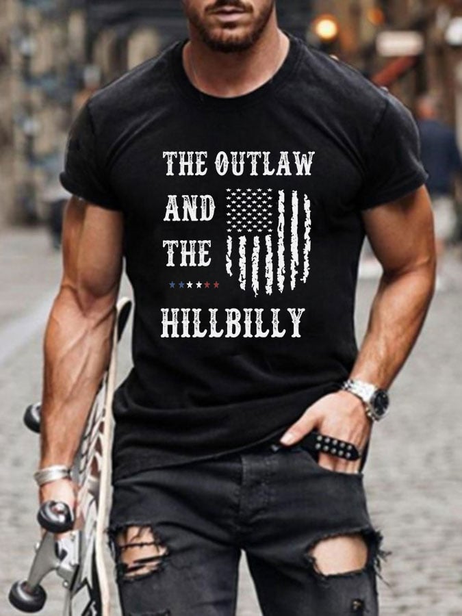 Men's The Outlaw and The Hillbilly Printed Casual T-Shirt