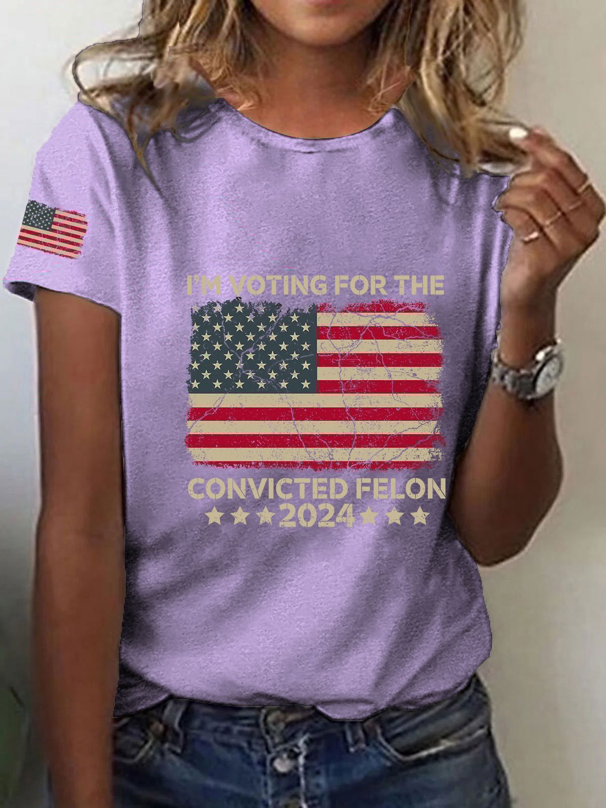 Women's I'm Voting For The Felon Print T-Shirt