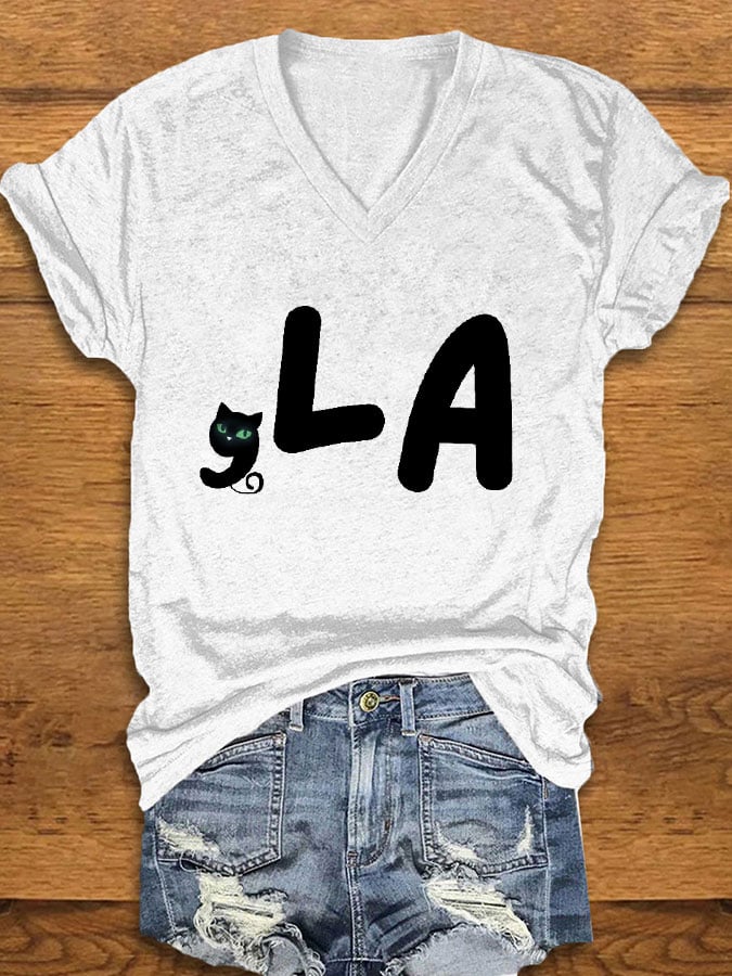 Women's Childless Cat Lady La Print T-Shirt