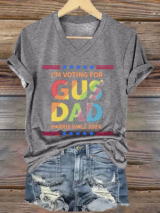 Women's Gus Dad Print Casual T-Shirt