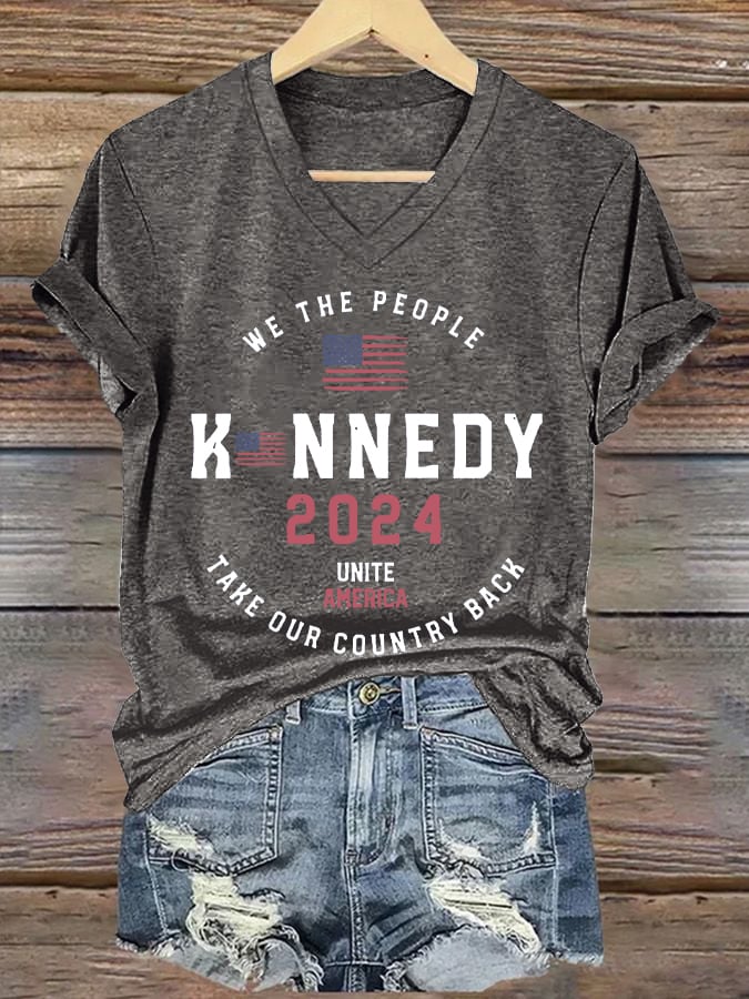Women's Take America Back Print V-Neck T-Shirt