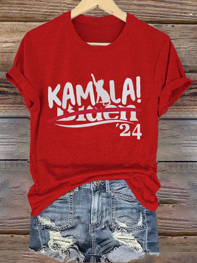 Women's La Printed Casual V Neck T-Shirt