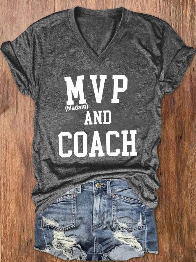 Women's MVP AND COACH printed T-shirt