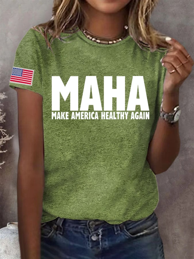 Women'S Maha Make America Healthy Again Printed T-Shirt