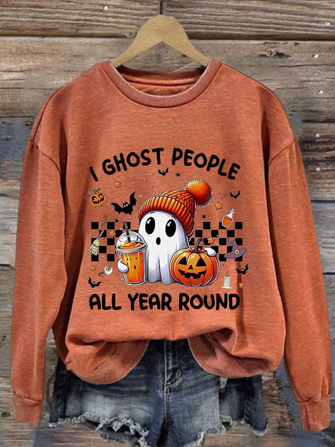 Women'S I Ghost People Halloween Print Sweatshirt